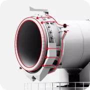Rotary kiln seal system for efficient heat retention and gas sealing in cement production.