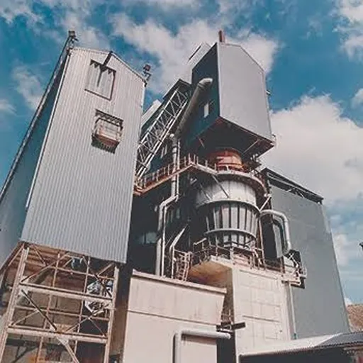 Vertical lime kiln industrial processing tower.